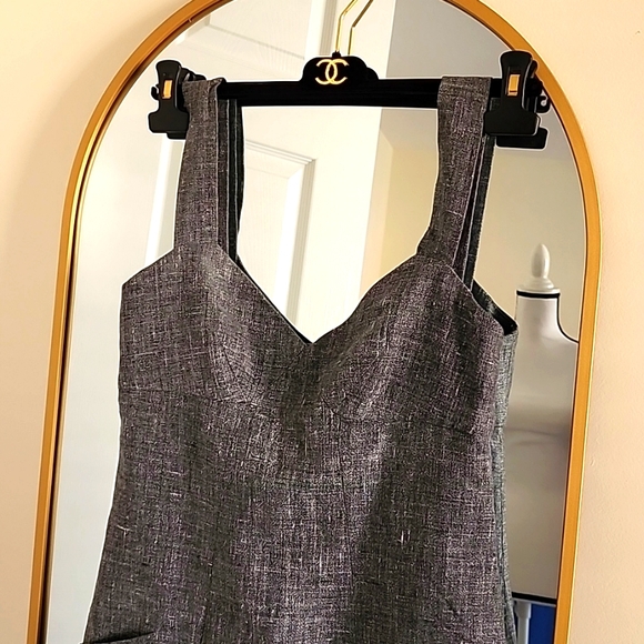 SOLD! Chanel 2Pc Smoke Gray Dress Peplum Jacket Suit Linen CC Buttons FR 36 US 4 - Picture 13 of 16